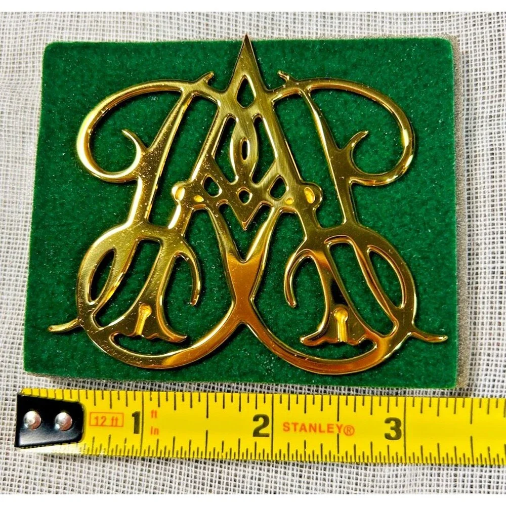 Virginia Metalcrafters Queen Anne Cipher Brass Christmas Ornament 1988 Retired